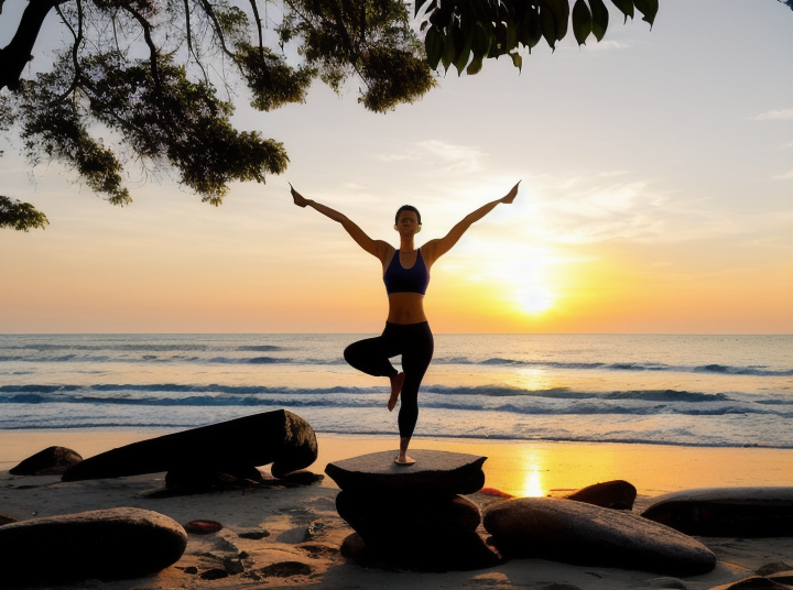 a person doing a balancing stretch to improve stability and balance.