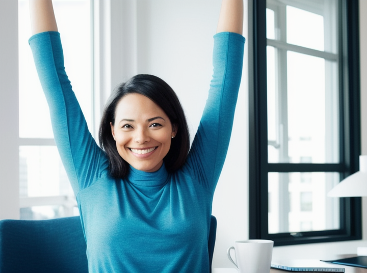 Office worker stretching exercises