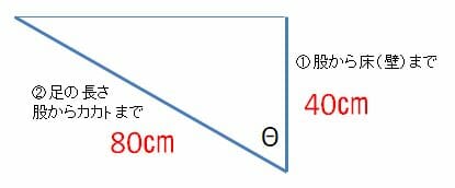 開脚の角度を計算する方法 メジャーひとつで開脚の角度を調べる方法 ストレッチ 筋トレ 東大ストレッチ博士が最新ストレッチと自重トレーニングによるしなやかな健康美をお手伝い 自分史上最高の柔軟性を手に入れるストレッチ